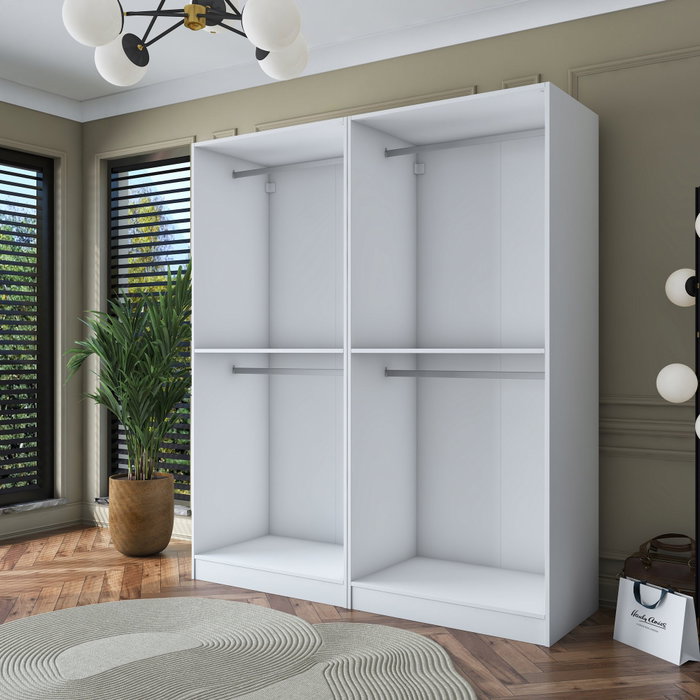 Hanah Home Armario Blanco con Estanterías Personalizables Hanah Home Armario Blanco con Estanterías Personalizables